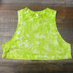 lululemon athletica all yours Neon Green Tie-Dye Crop Top